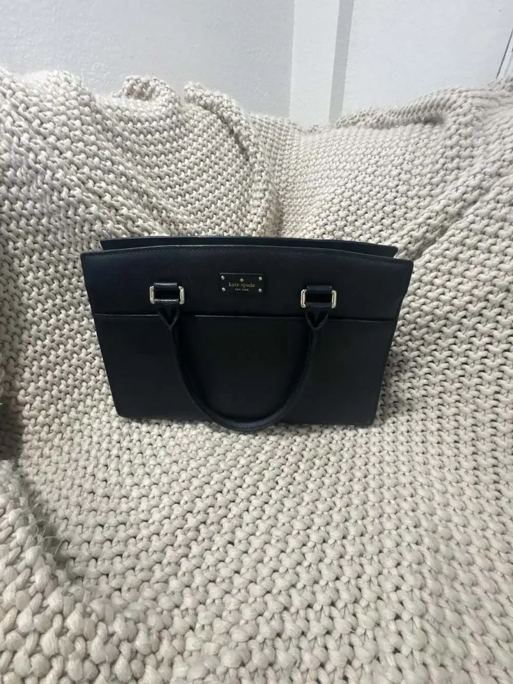 Kate Spade New York Black Leather Rowe Small Top-Zip Satchel